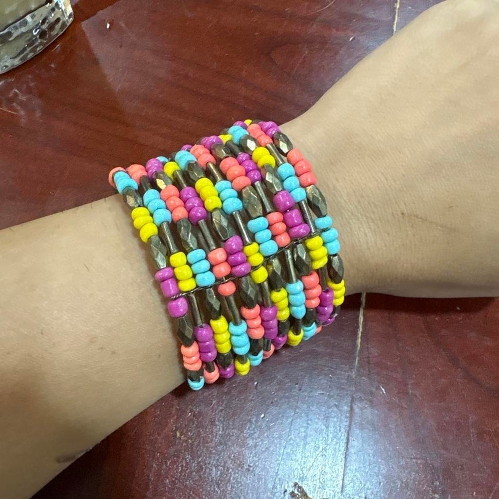 Unbranded Beaded Bracelet Womens OS Multicolor Good Vintage Boho Multi-Strand